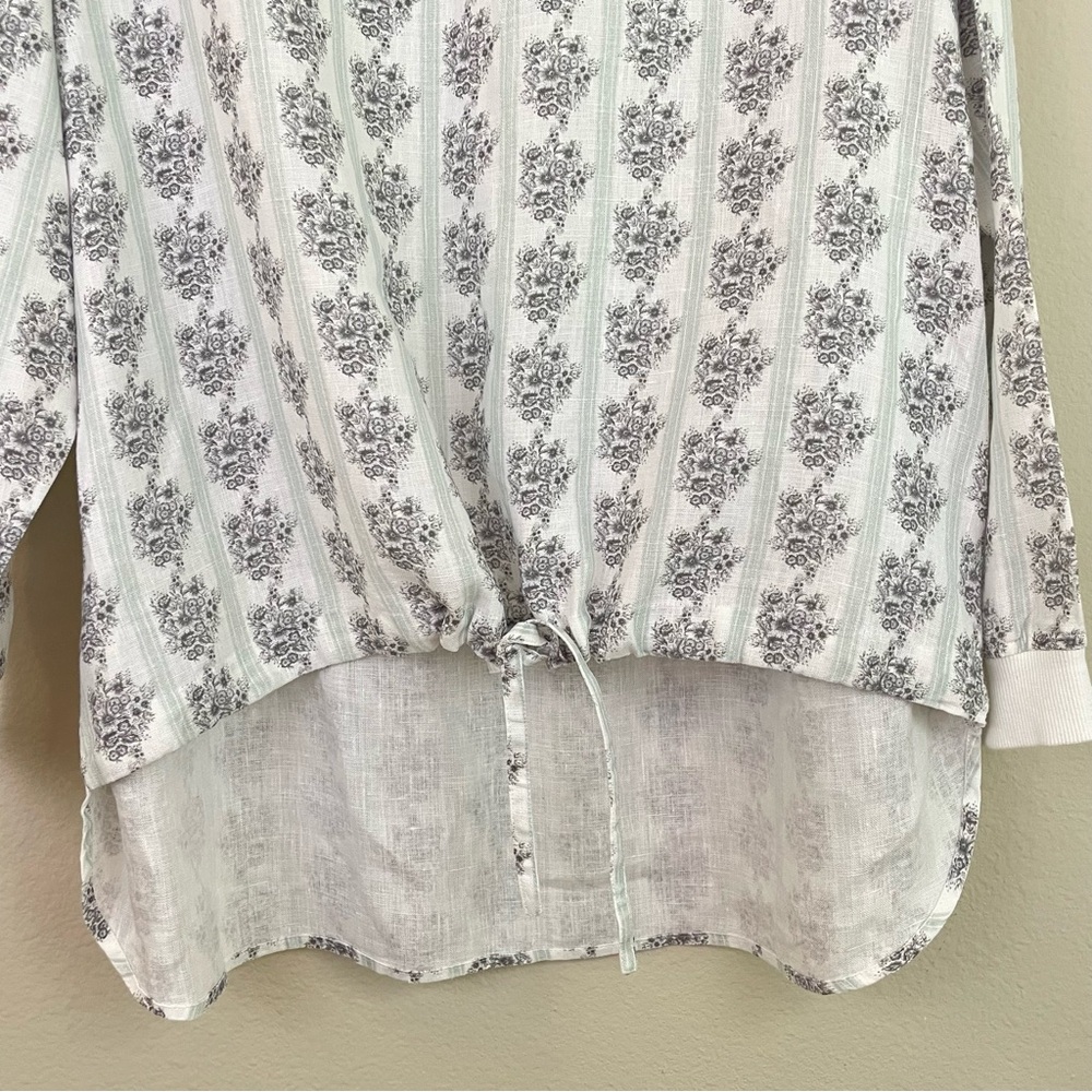 Linen Tales for Linen The Label Floral Tie-Hem Long Sleeve Top Size S/M - Picture 7 of 10